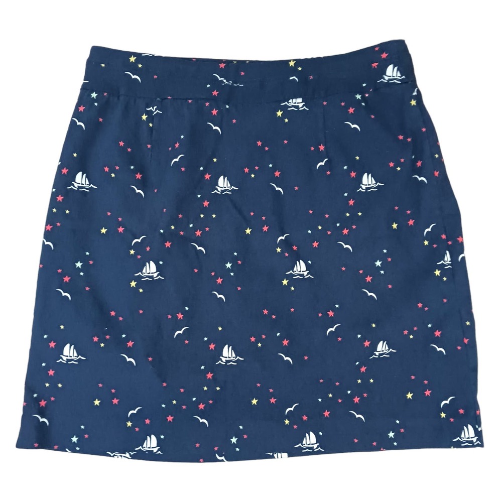 Christopher and Banks Skort Skirt Womens 10 Navy Blue Boats Print Nautical Golf
